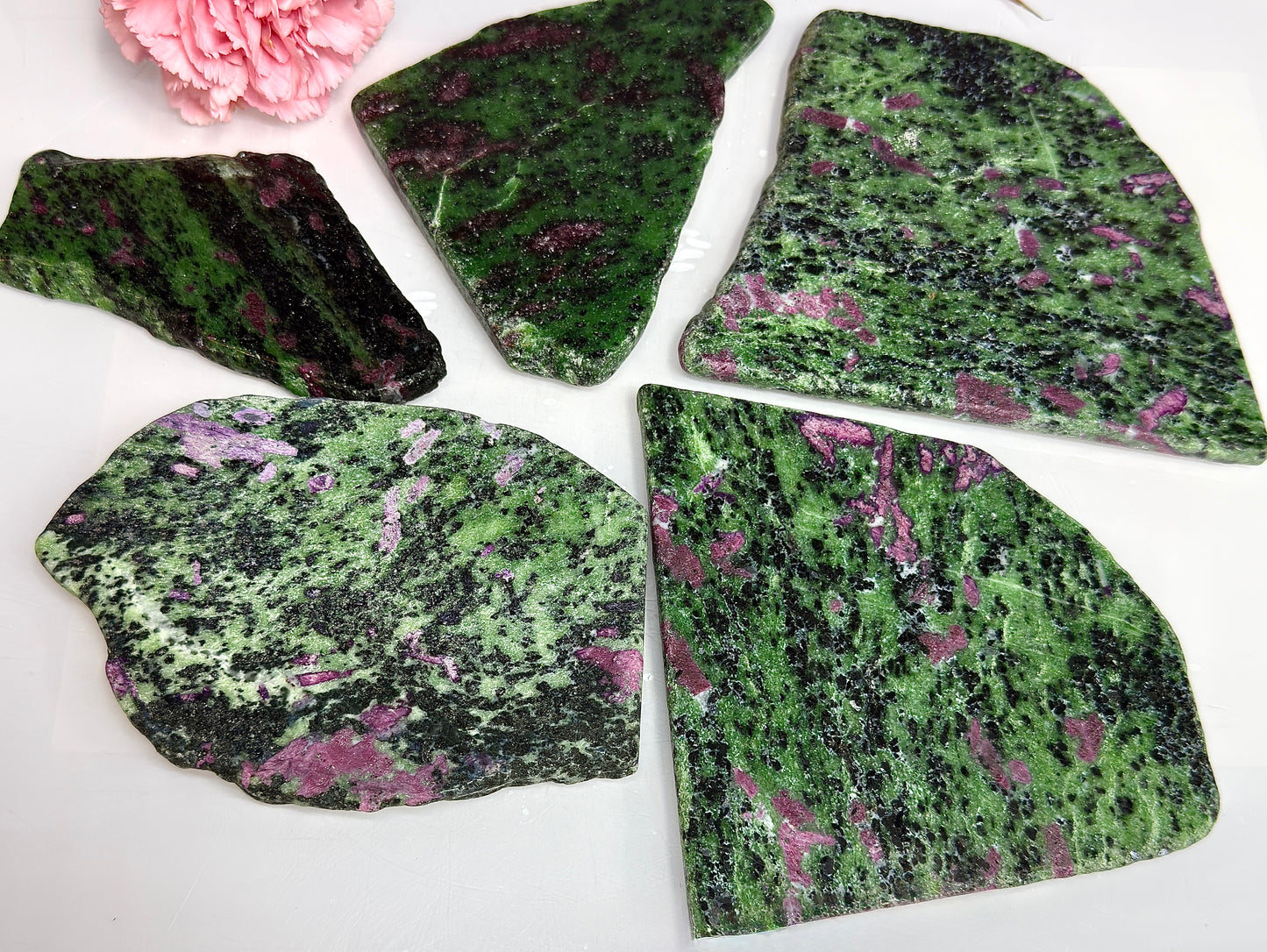 4-5 pcs Natural Ruby Zoisite Slabs Crystals Healing Energy