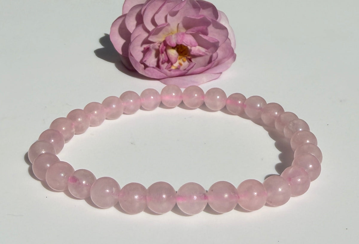 Wholesale Lot 6 Pcs Natural Rose Quartz 6mm 7.5” Crystal Healing Stretch Bracelet