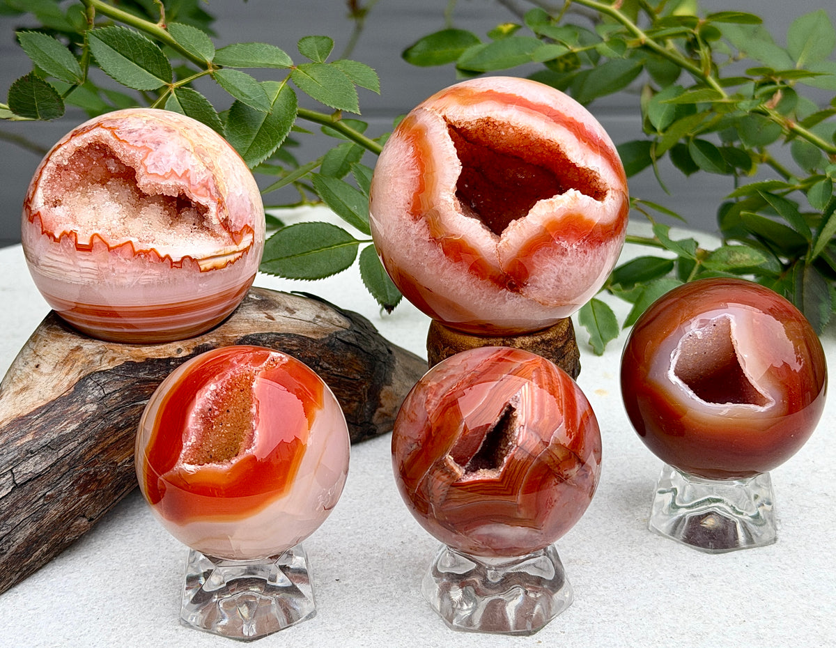 2lbs Natural Druzy Carnelian Sphere Crystal Ball