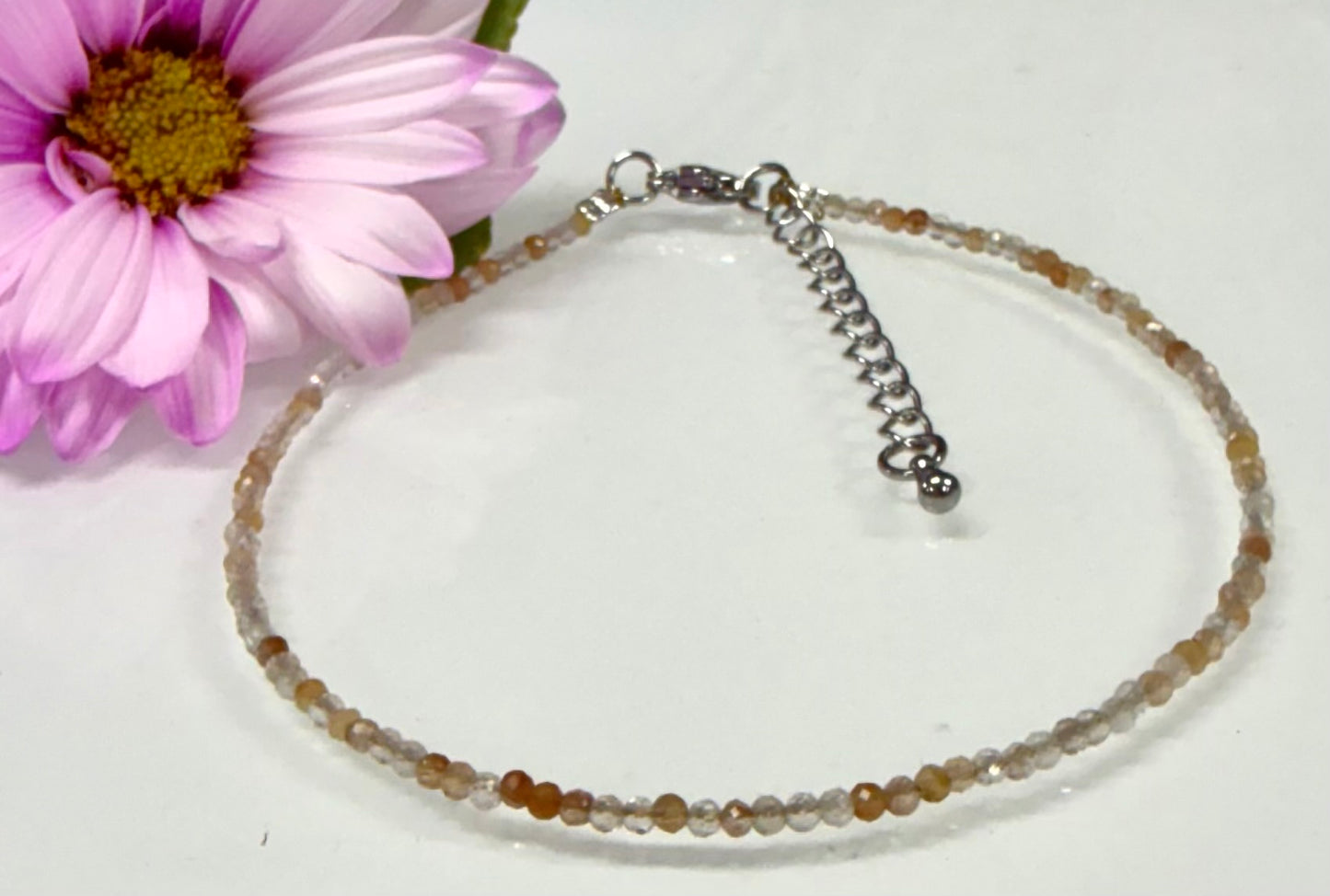 6 PCs 2mm Faceted Natural Amphibole Quartz Anklets Stainless Steel Finding
