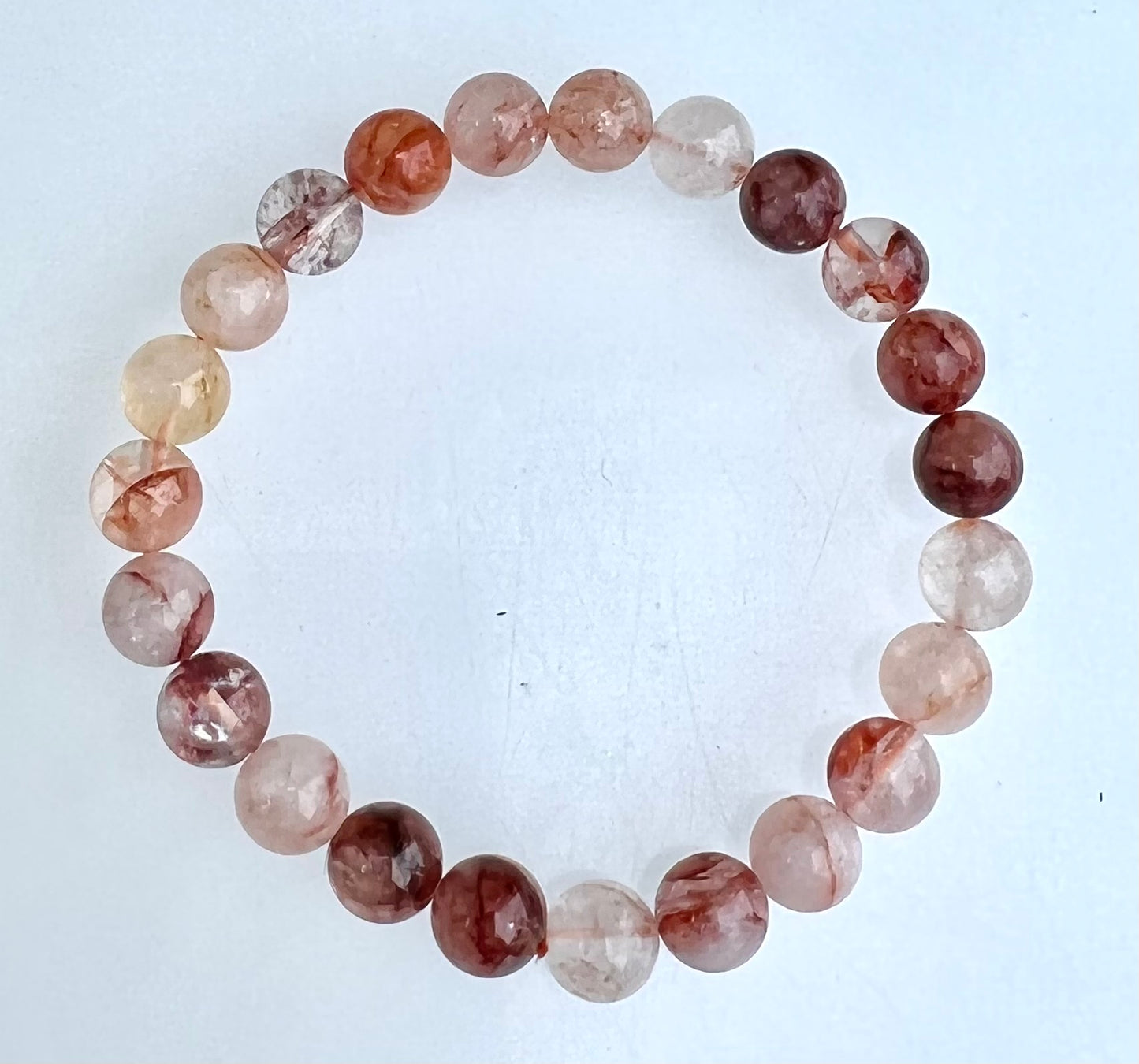 Wholesale 6 Pcs Natural Hematoid Fire Quartz 8mm 7.5” Crystal Stretch Bracelet