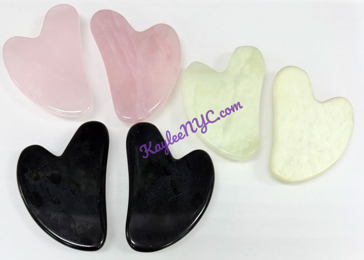 6 pcs Natural Crystal Gua Sha Facial Massage Heart