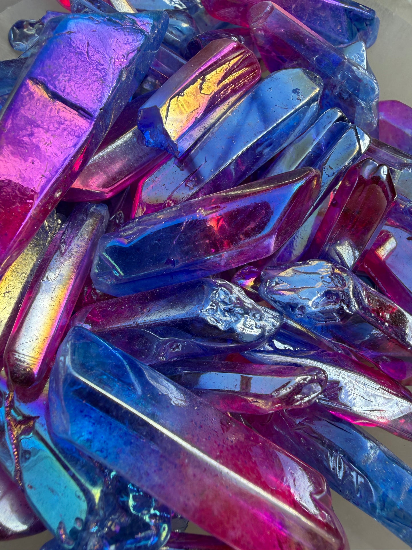 Wholesale Lot 1 Lb Rainbow Aura Quartz Wand Tumble Crystal Nice Quality