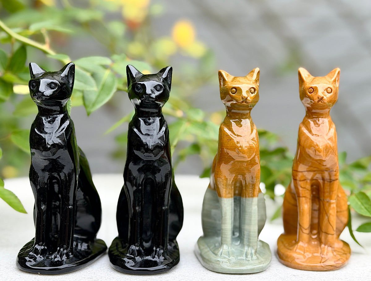 4 PC Mixed Natural Crystals Sphynx Cat Healing Energy