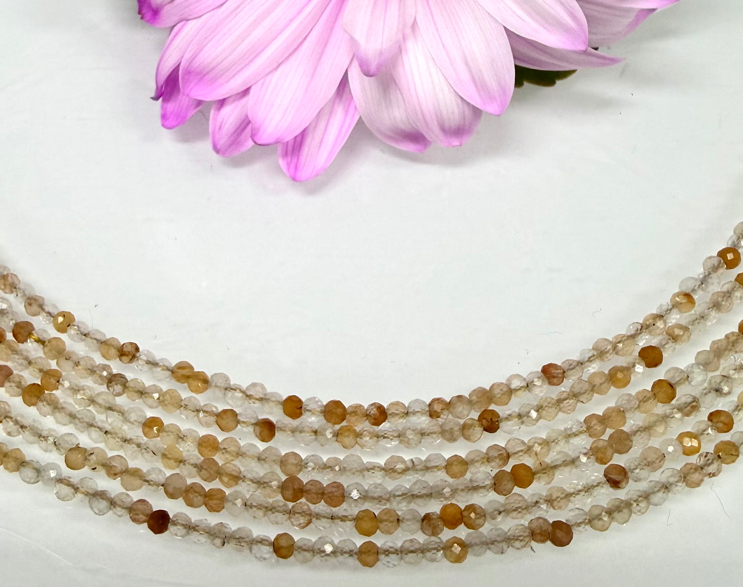 6 PCs 2mm Faceted Natural Amphibole Quartz Necklace Stainless Steel Finding