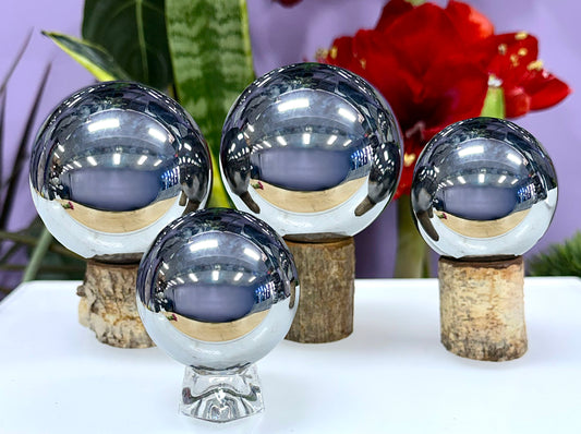 3-4PCs Natural Terahertz Sphere Crystals Healing Energy