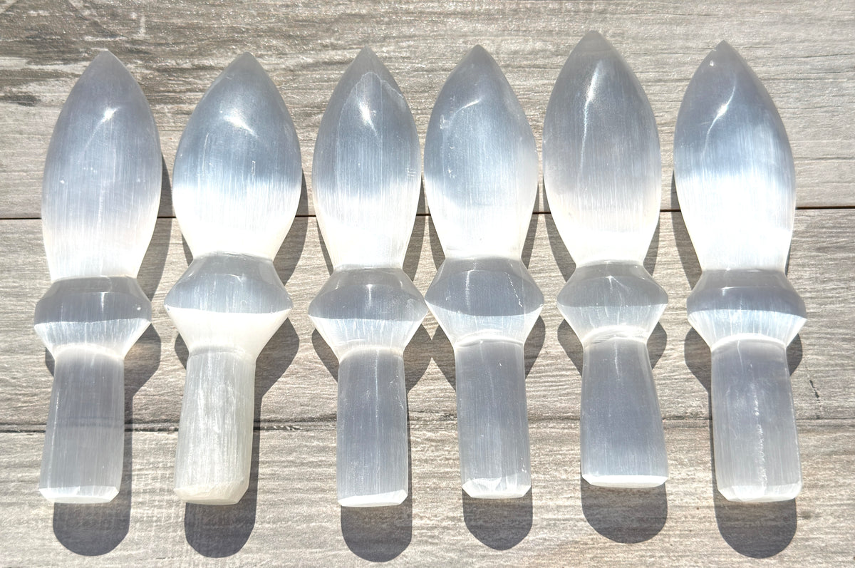 Wholesale Lot 6 pcs Natural Selenite aka Satin Spar Dagger 20cm