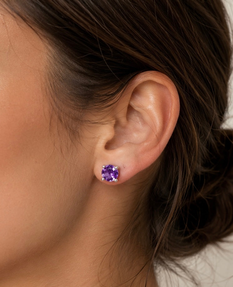 Wholesale Lot 5 Pairs Natural Amethyst Earring Stud
