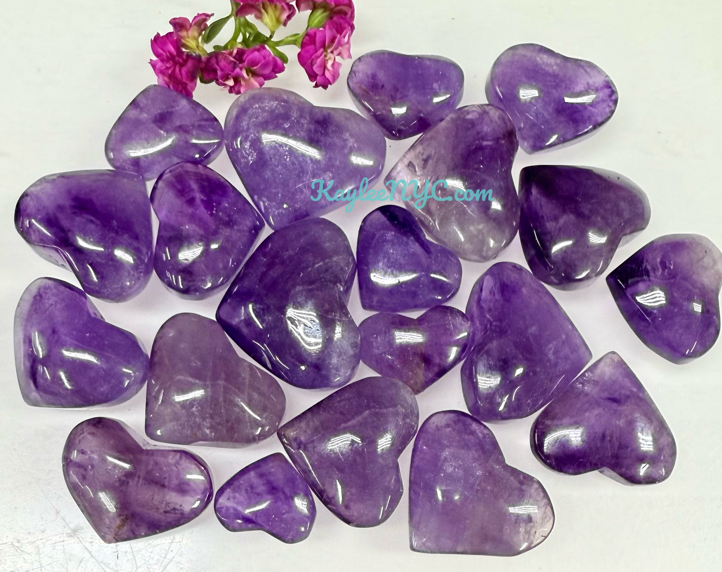 Wholesale 1 lb Lot Natural Amethyst Heart Crystal Energy