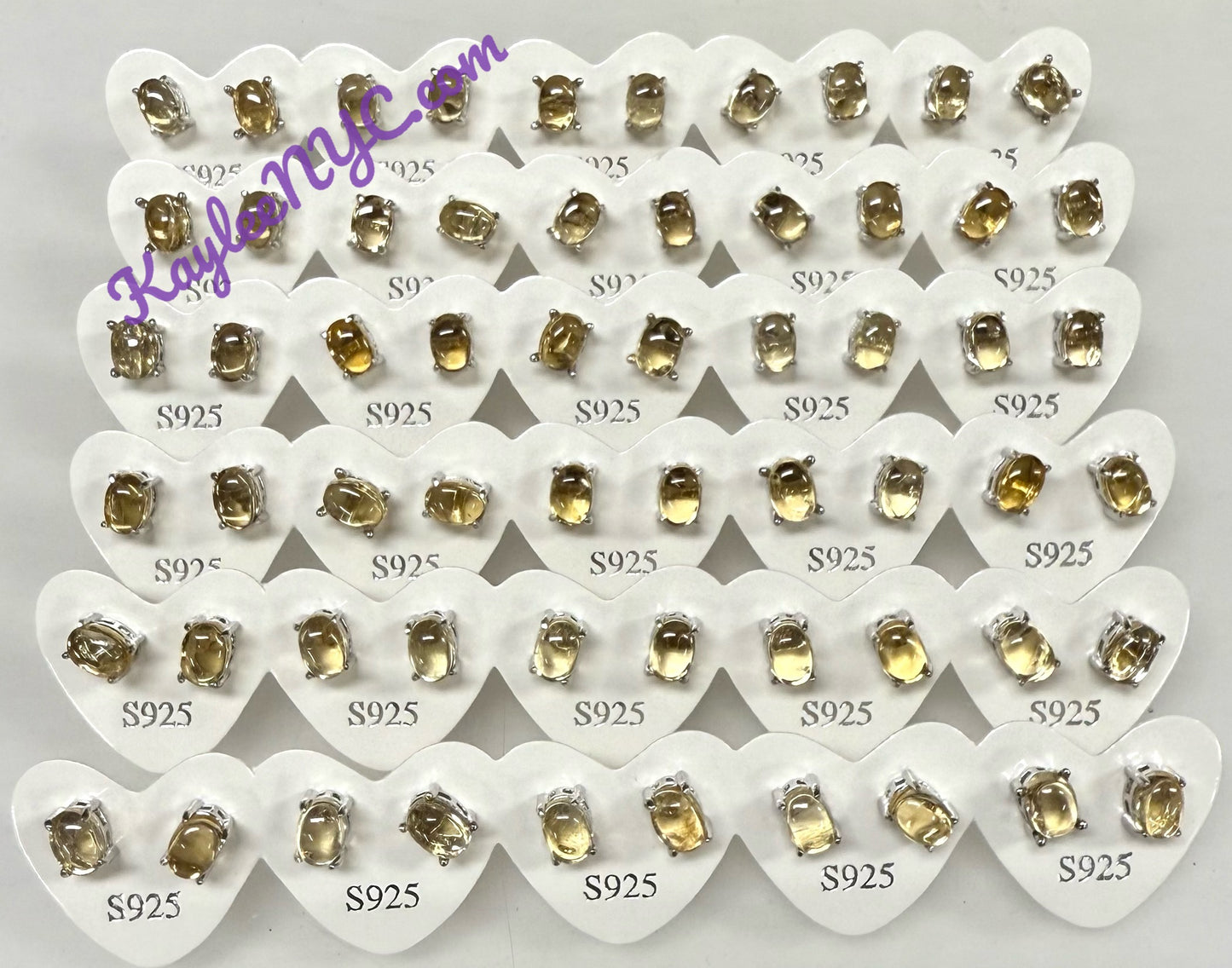 Wholesale Lot 5 Pairs Natural Citrine Sterling Silver(925) Earring Studs 5x7mm