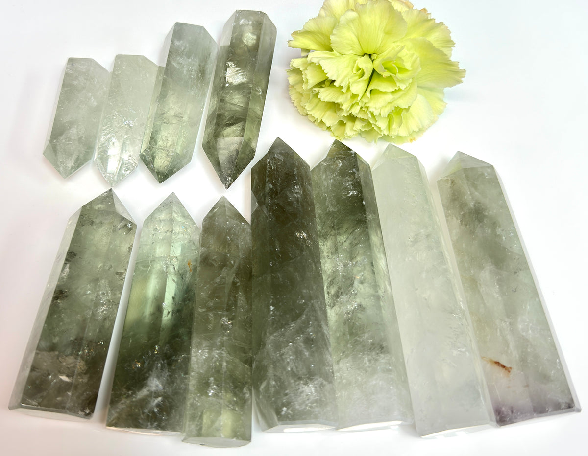Wholesale Lot 2 Lb Prasiolite Green Amethyst Tower Obelisk Point Crystal Healing
