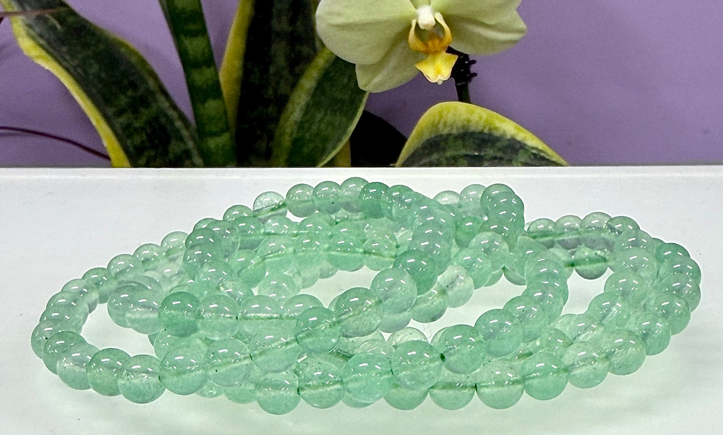 Wholesale 6 Pcs Natural Green Strawberry Quartz 6mm 7.5” Crystal Healing Stretch Bracelet