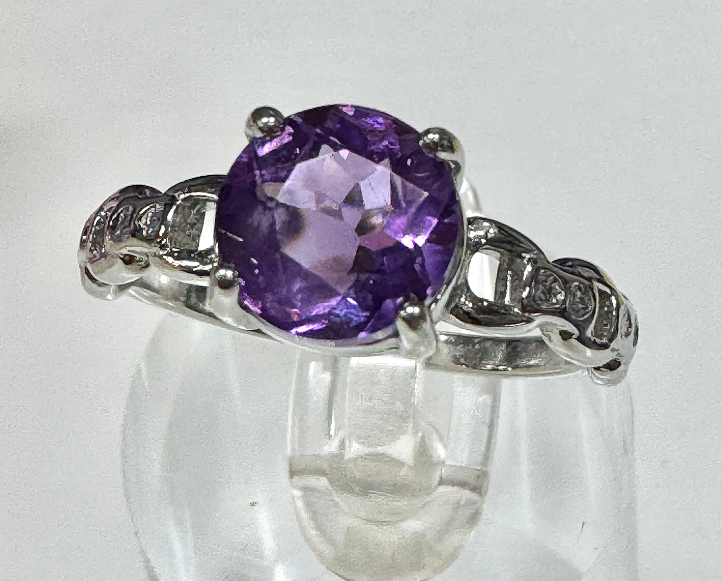 Wholesale Lot 7 pcs Natural Amethyst Stainless Steel Ring 7mm