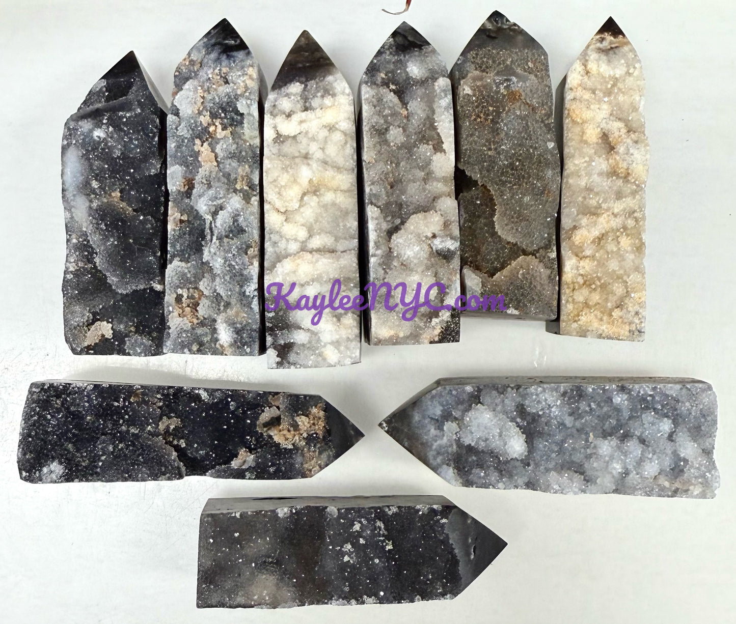 Wholesale Lot 2 lbs Natural Black Chalcedony Sphalerite Obelisk Tower Point Crystal Healing Energy