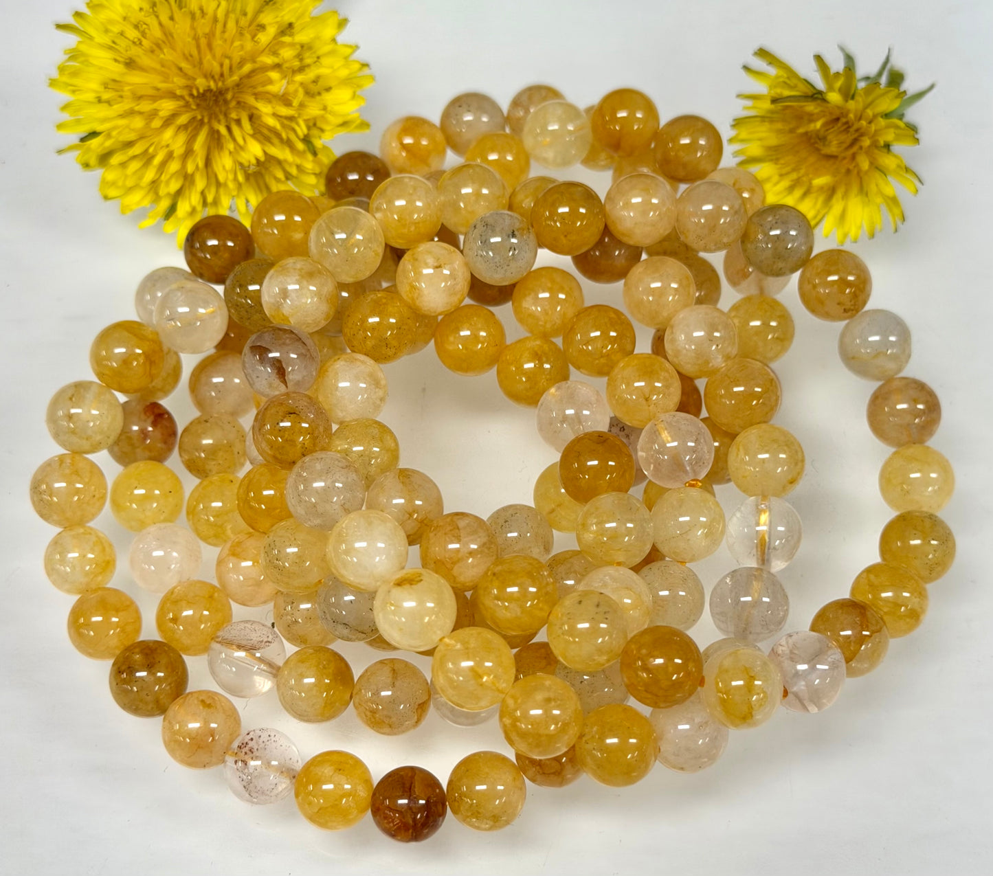 Wholesale Lot 6 Pcs Natural Golden Healer 8mm 7.5” Crystal Healing Stretch Bracelet