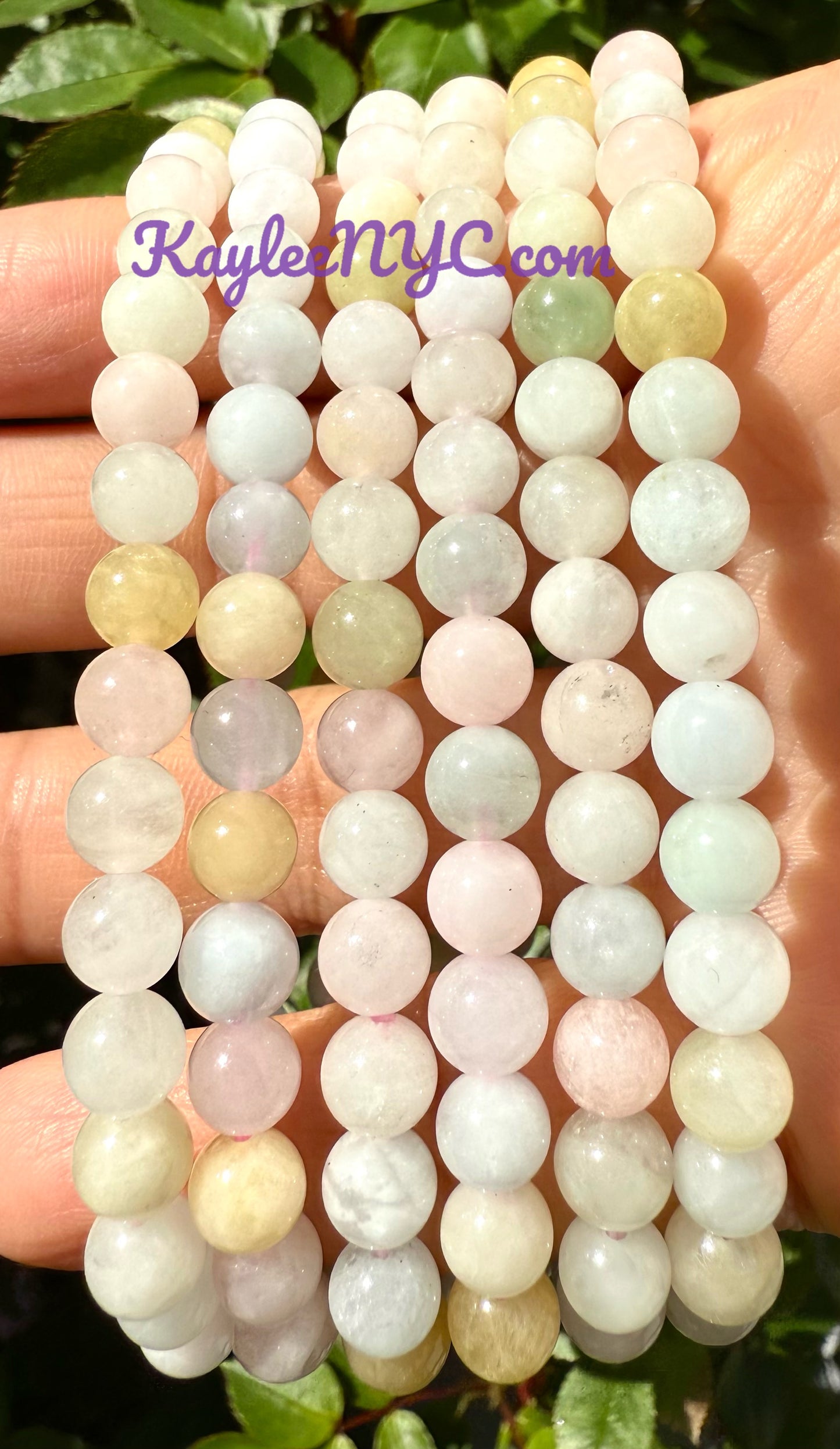 Wholesale 6 Pcs Natural Morganite 6mm 7.5” Crystal Healing Stretch Bracelet