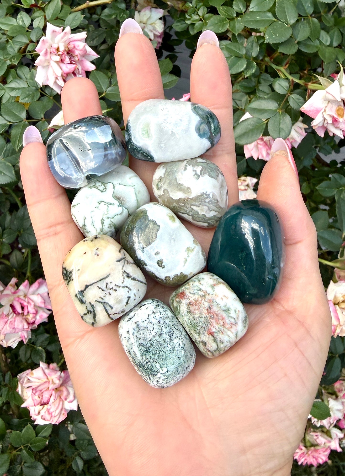 Wholesale Lot 2 lbs Natural Moss Agate Tumble Crystal Healing Energy
