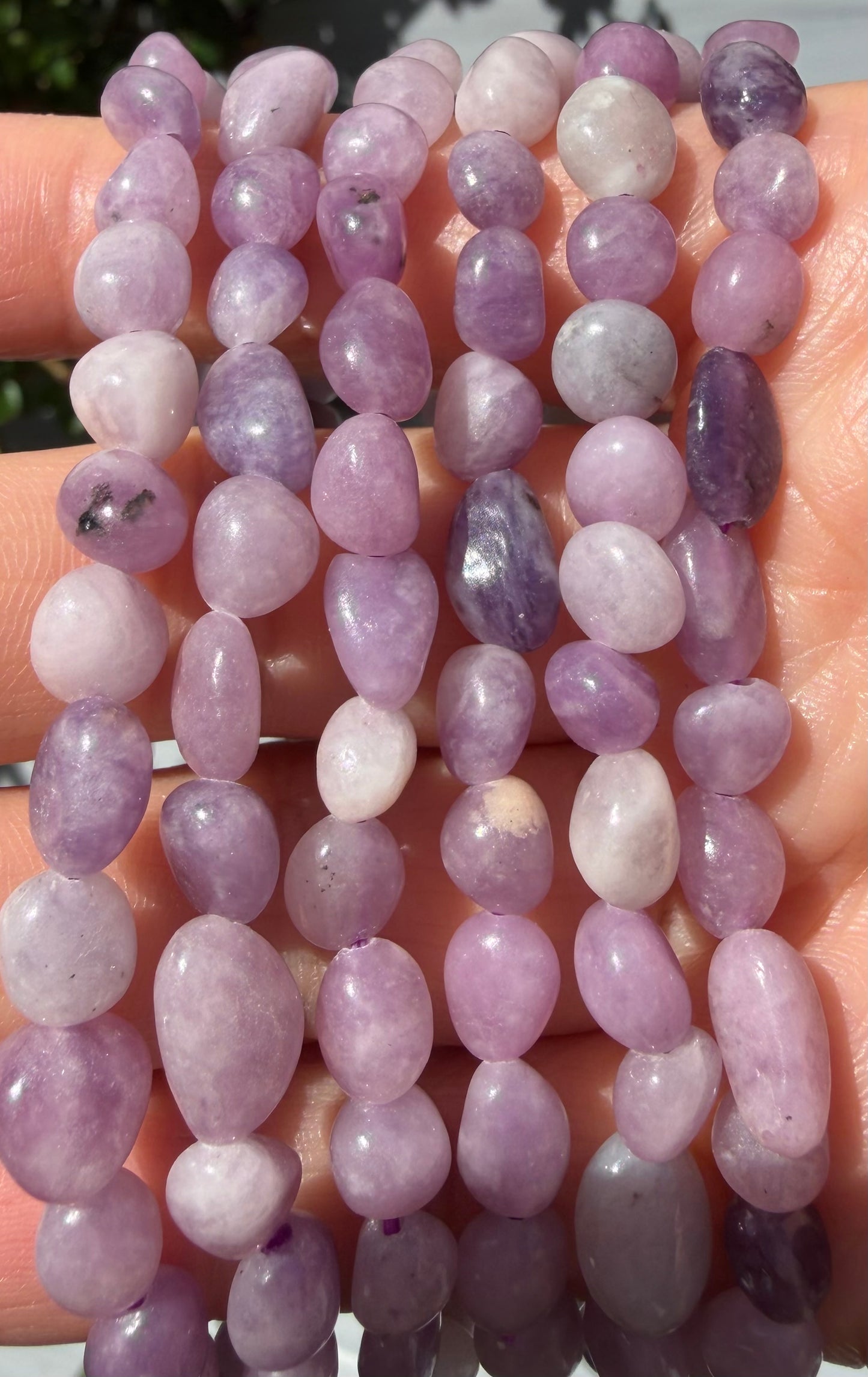Wholesale 6 Pcs 6mm Lepidolite Natural Crystal tumble Stretch Bracelet 7.5”
