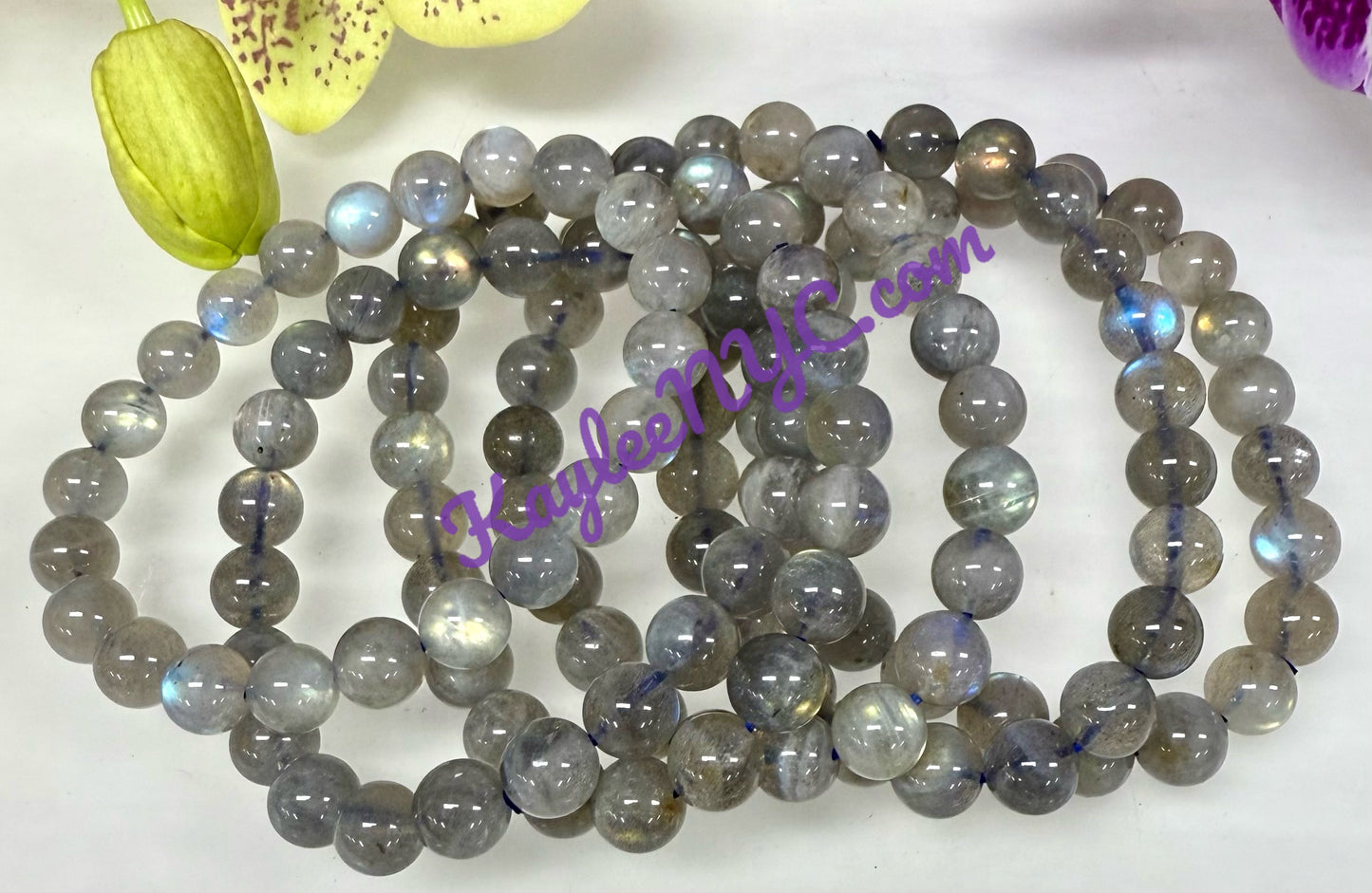 Wholesale 6 Pcs Natural Labradorite Stretch Bracelet 7.5” Healing Energy Crystals 8-8.5mm