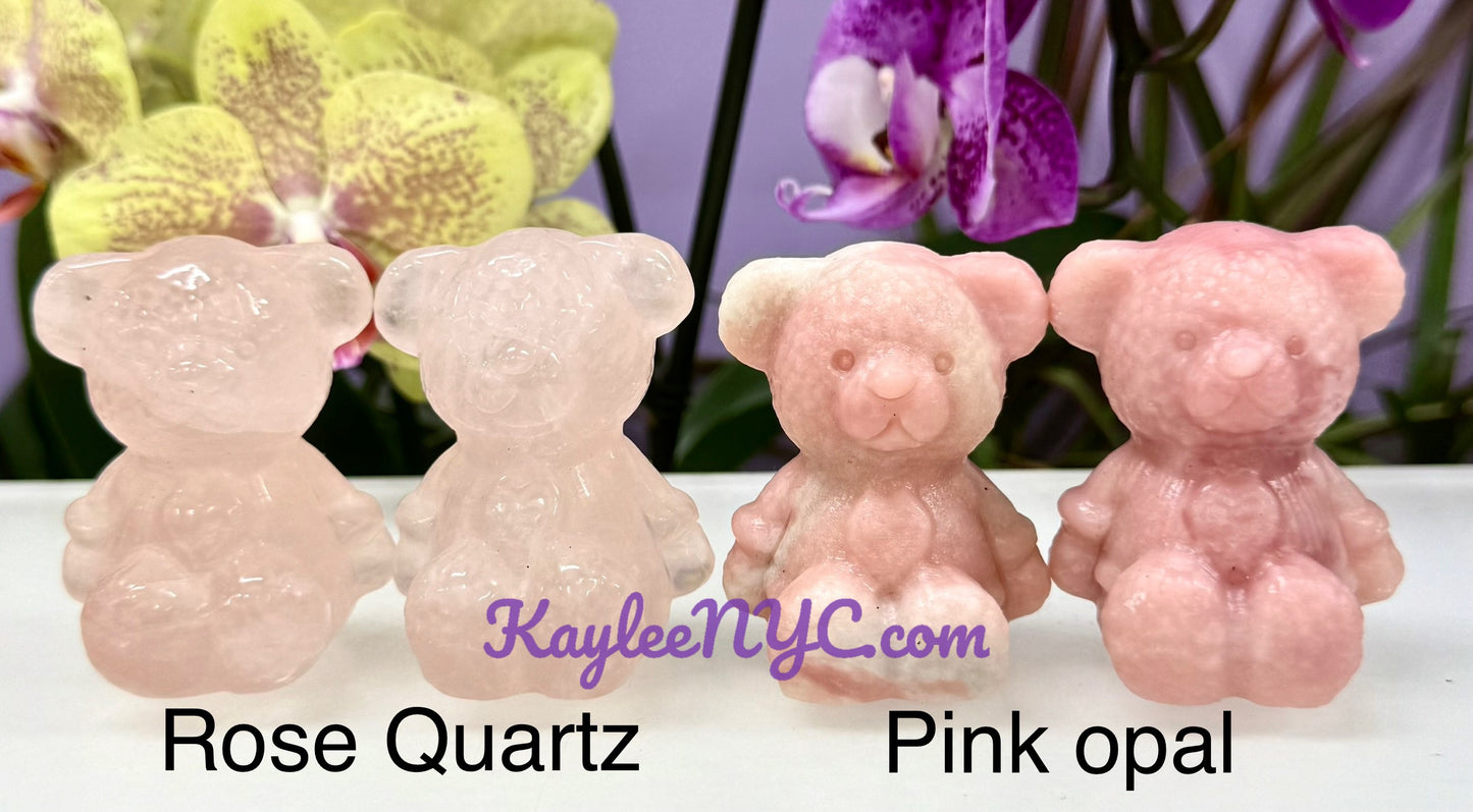 8 PCs Natural Crystals Teddy Bears healing energy