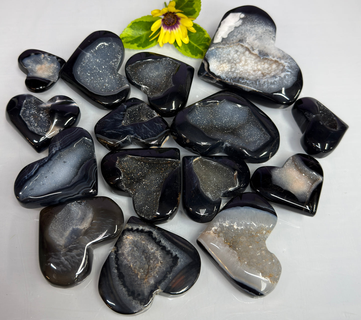Wholesale 2 Lb Lot Natural Druzy Onyx Heart Crystal Energy