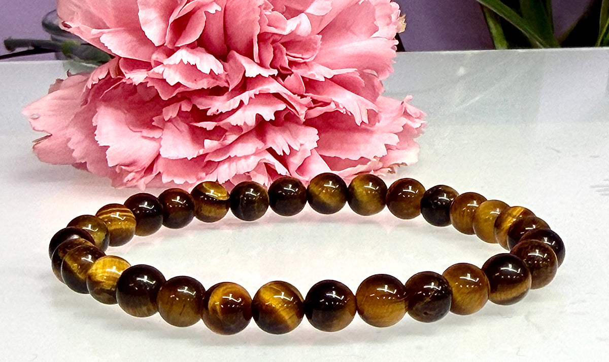 Wholesale Lot 6 Pcs tigers eye 6mm 7.5” Crystal Healing Stretch Bracelet