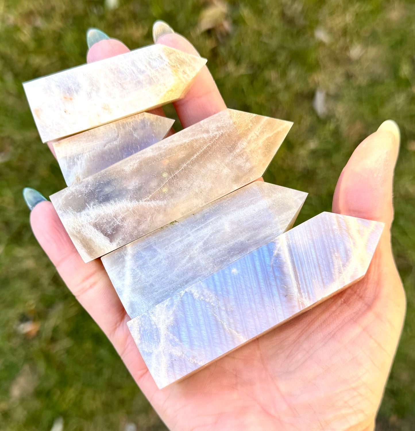 Wholesale Lot 2 lbs Natural Moonstone Obelisk Tower Point Crystal Healing Energy