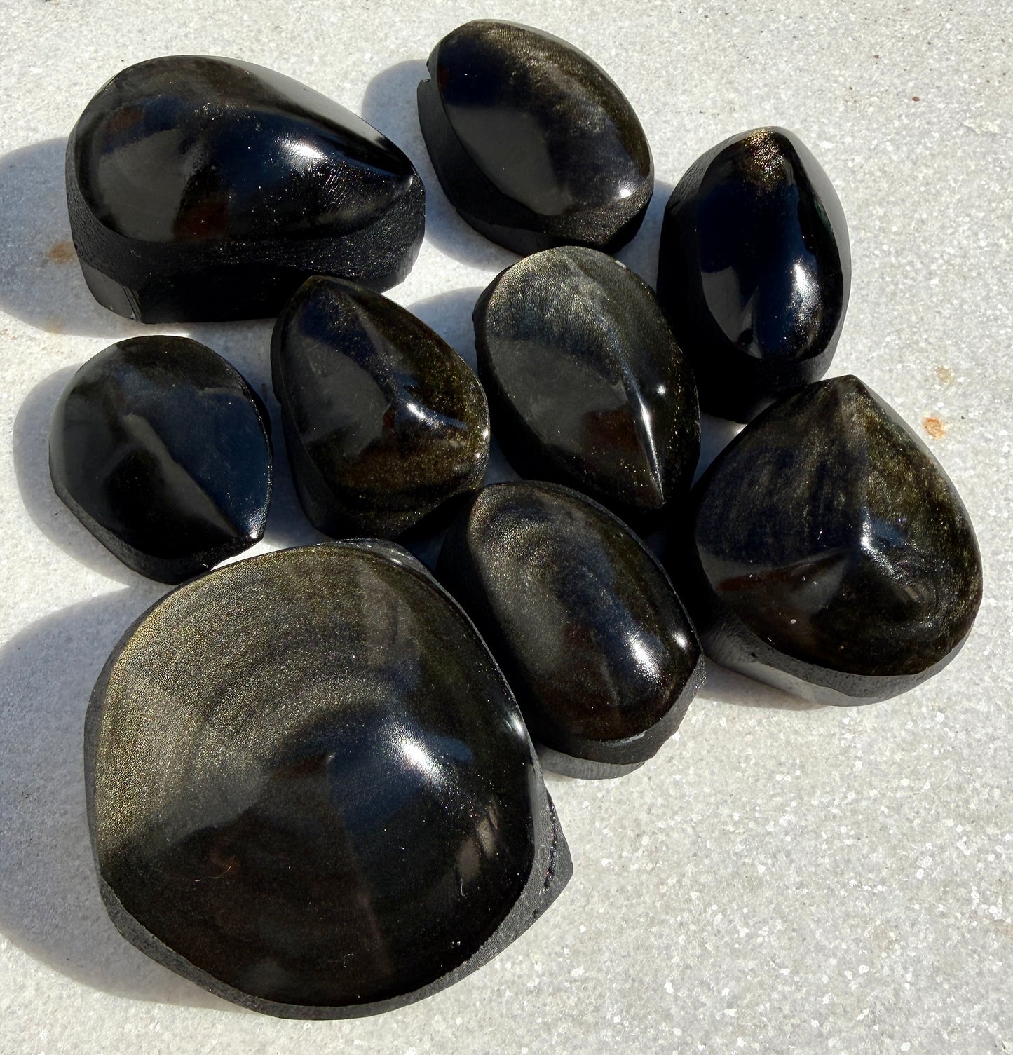 Wholesale Lot 2 Lb Natural Gold Sheen Obsidian Half Polish Crystal Healing Energy