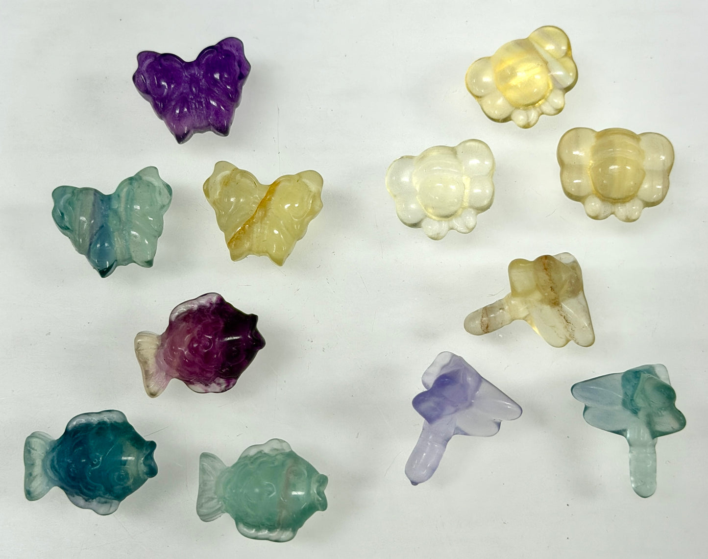 32 pcs Natural Mini Candy Fluorite Carvings