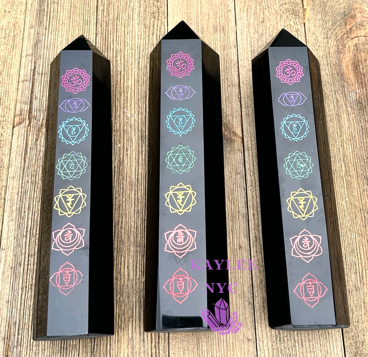 3 PCs Large Natural Chakra Black Obsidian Obelisk Crystal Point