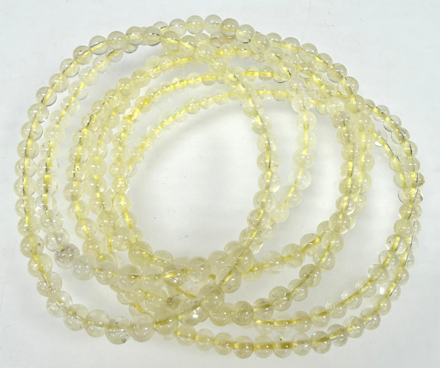 Wholesale Lot 6 Pcs Natural Lemon Quartz 4mm 7.5” Crystal Healing Stretch Bracelet