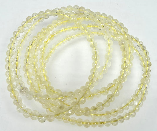 Wholesale Lot 6 Pcs Natural Lemon Quartz 4mm 7.5” Crystal Healing Stretch Bracelet