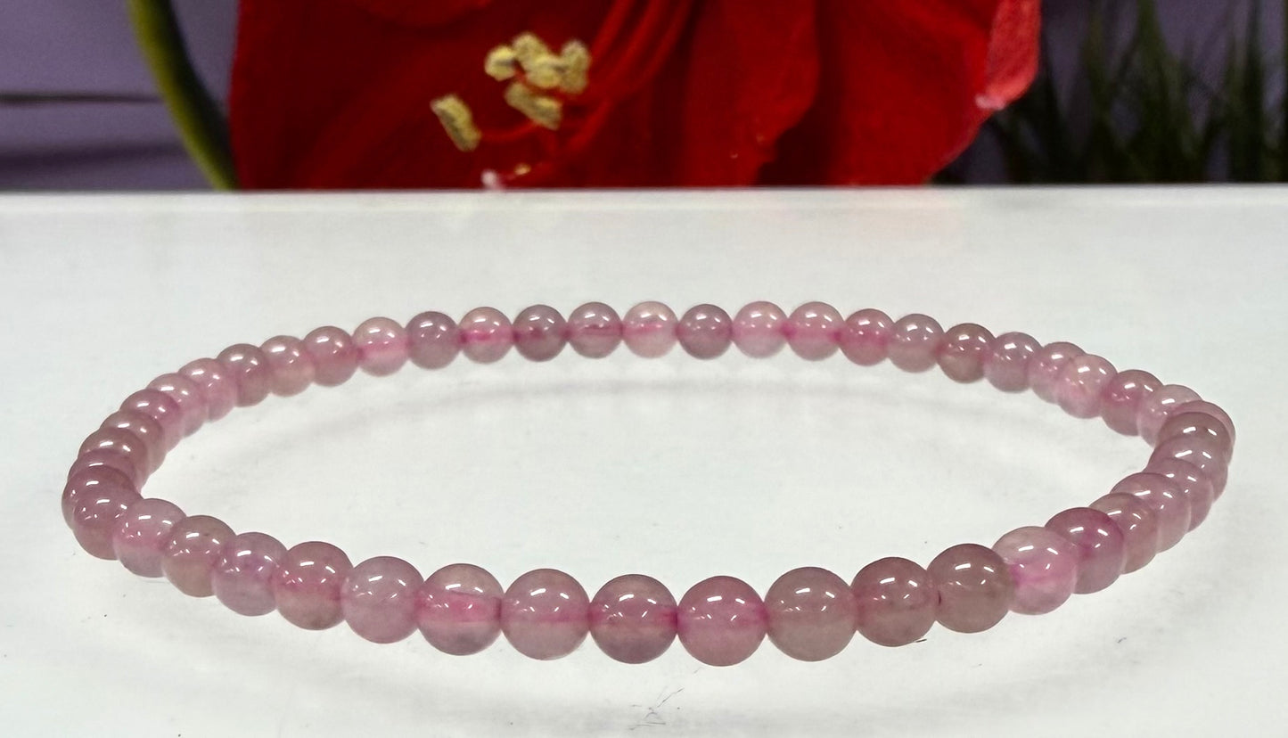 Wholesale 6 Pcs Natural Purple Rose Quartz 4mm 7.5” Crystal Healing Stretch Bracelet