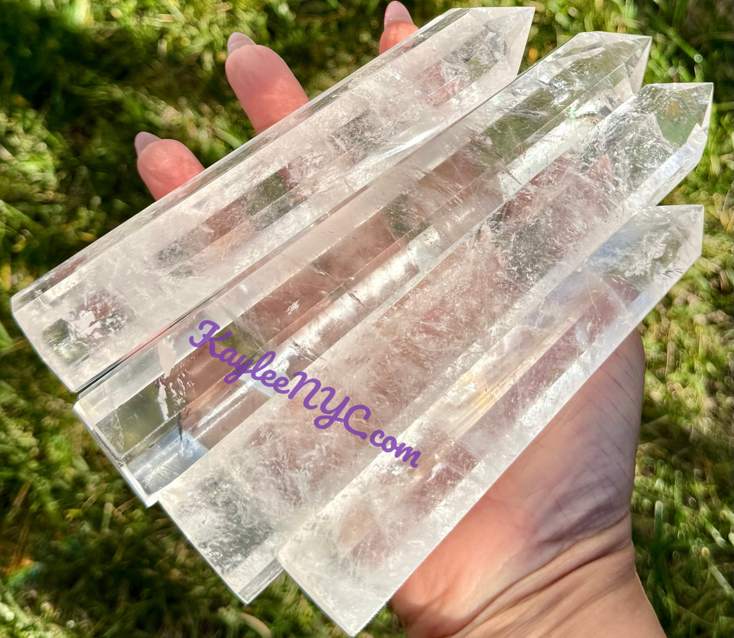 4 pcs Natural Clear Quartz Obelisk Tower Crystals Healing Energy