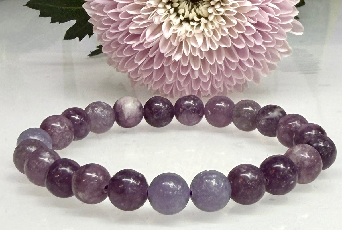 Wholesale Lot 6 Pcs Lepidolite 8mm 7.5” Crystal Healing Stretch Bracelet