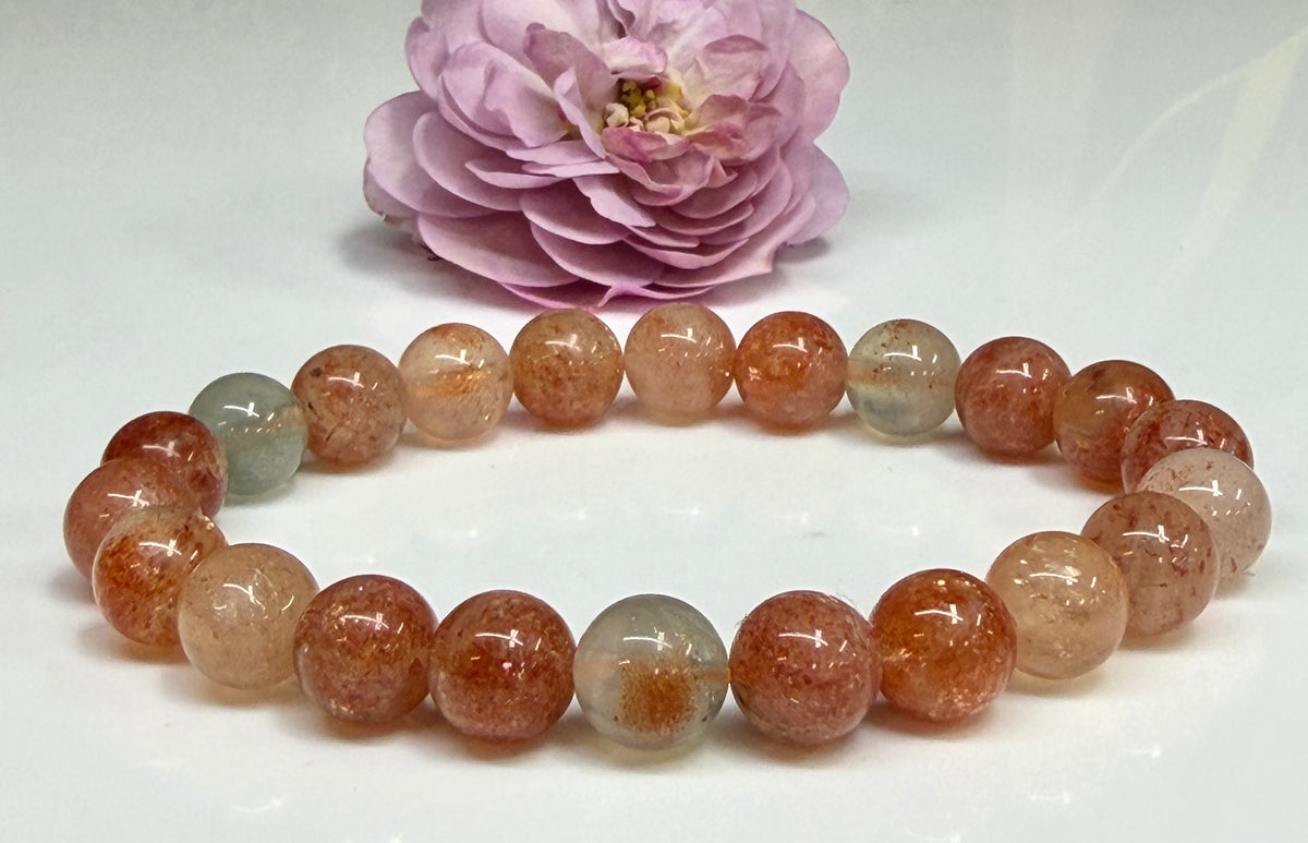 Wholesale Lot 6 Pcs 7-8.8mm Natural Sunstone Crystal Healing Stretch Bracelet