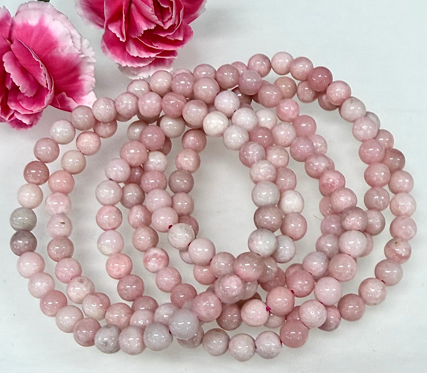 Wholesale 6 Pcs Natural Pink Opal  6mm 7.5” Crystal Healing Stretch Bracelet