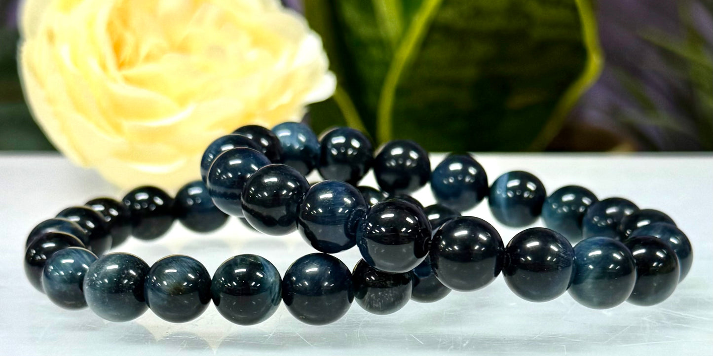 Wholesale Lot 6 Pcs Natural Blue Tiger Eye 10mm 8” Stretch Bracelet
