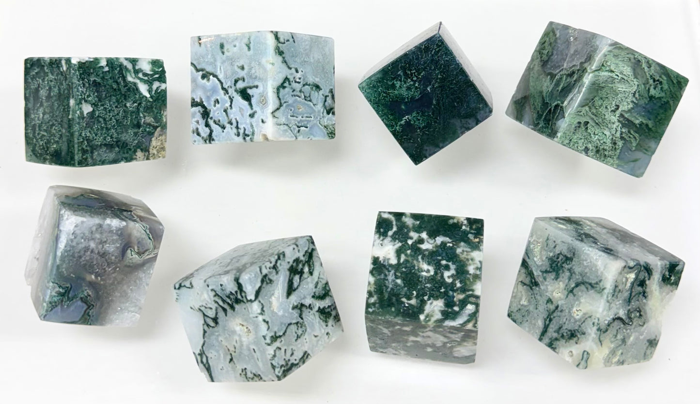 Wholesale Lot 2 lbs Natural Moss Agate Cube Crystal Healing Energy