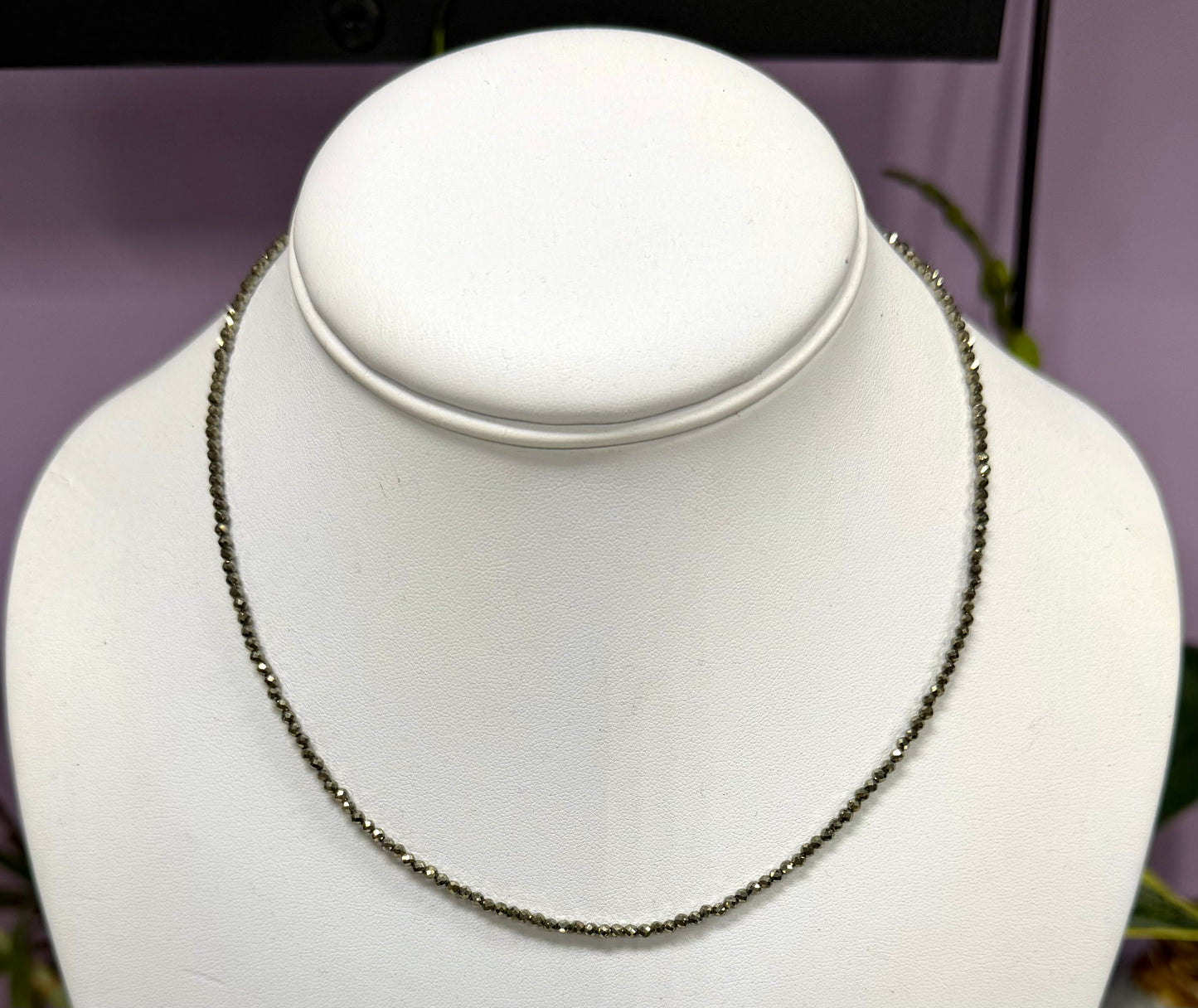 6 PCs 2mm Faceted Natural Pyrite Necklace with Stainless Steel Findings