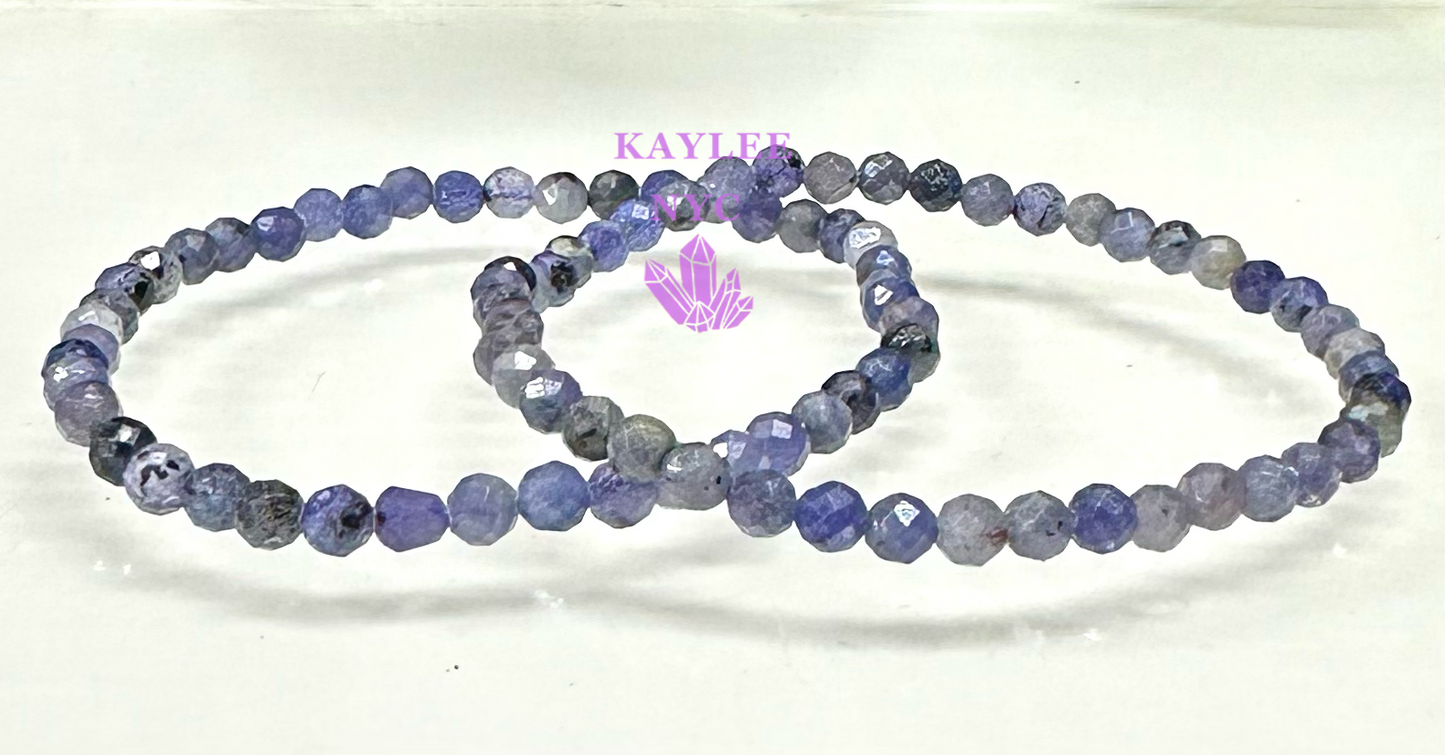 6 PCs 4.5mm Natural Tanzanite Faceted stretch bracelet 7.5”