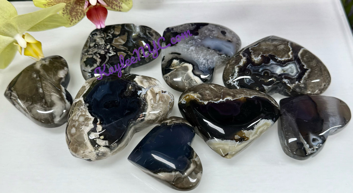 Wholesale 2 Lbs Lot Natural Volcano Agate Heart Crystal Energy