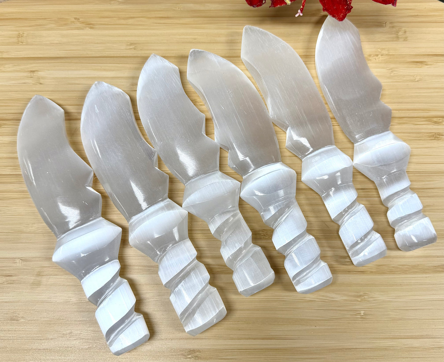 Wholesale Lot 6 pcs Natural Selenite aka Satin Spar Knife 20cm