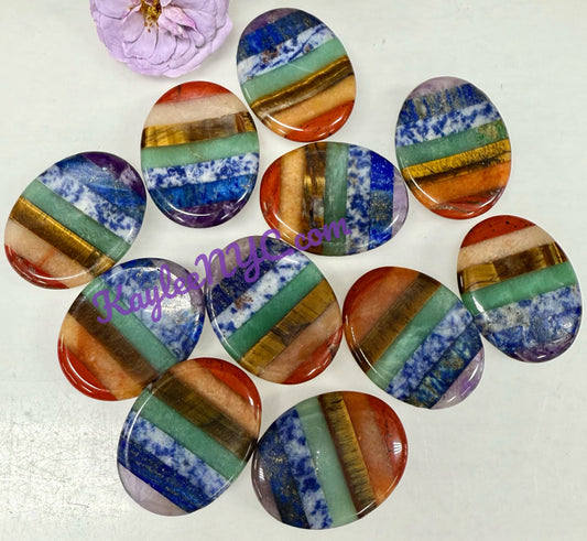 12 PCs Natural Crystals Chakra Worry Stone Healing Energy