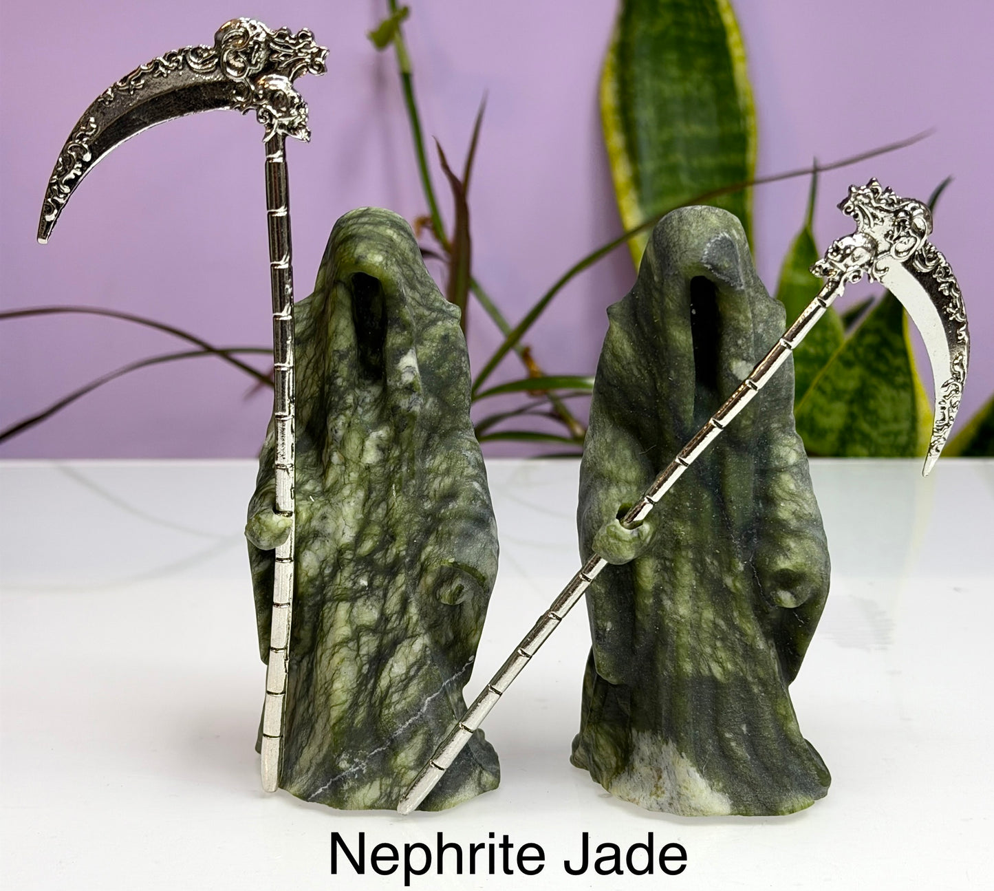 4 PCs 11cm Natural Crystal Grim Reaper Healing Energy