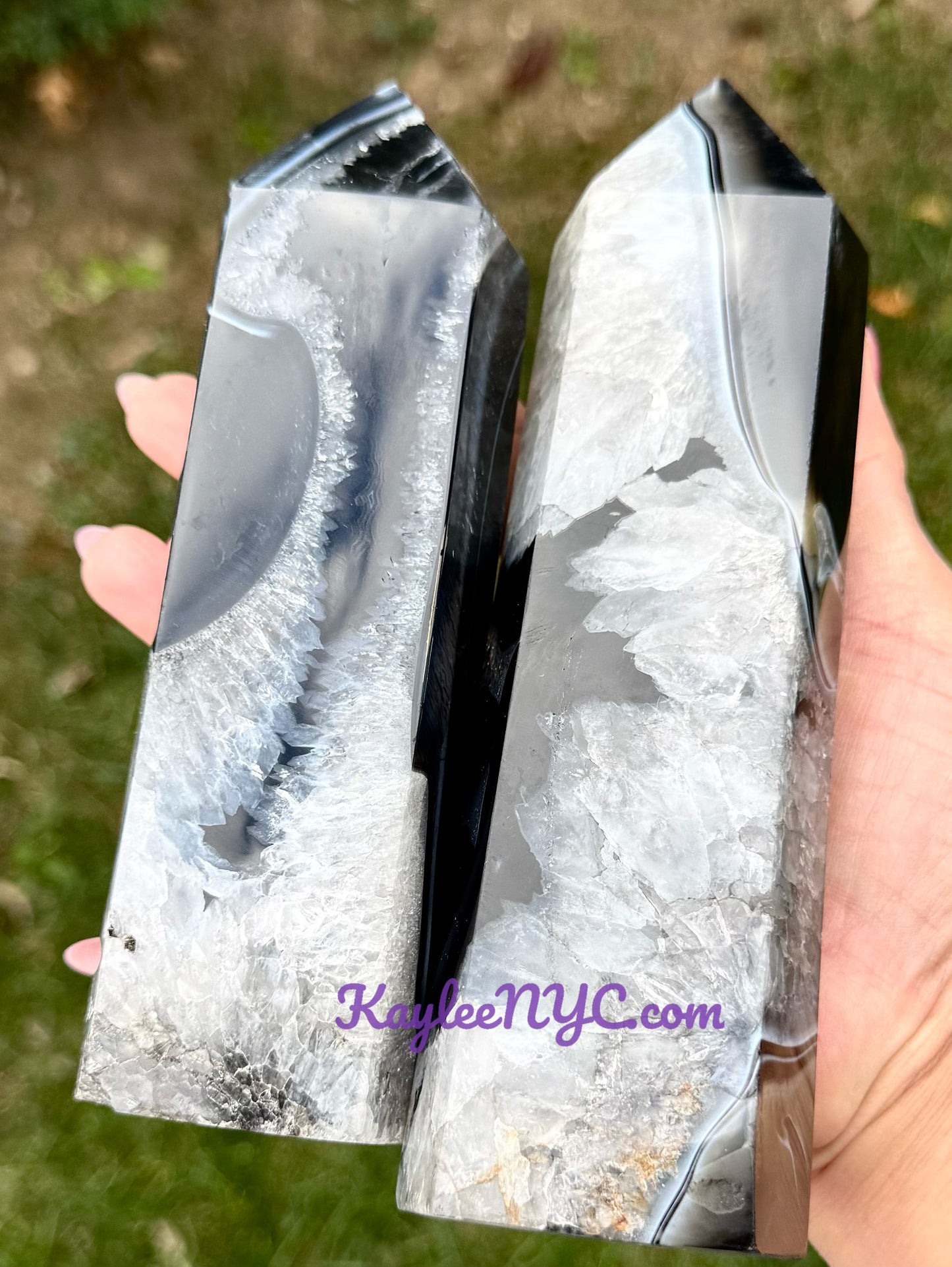 3-4 pcs Natural Black Onyx Obelisk Tower