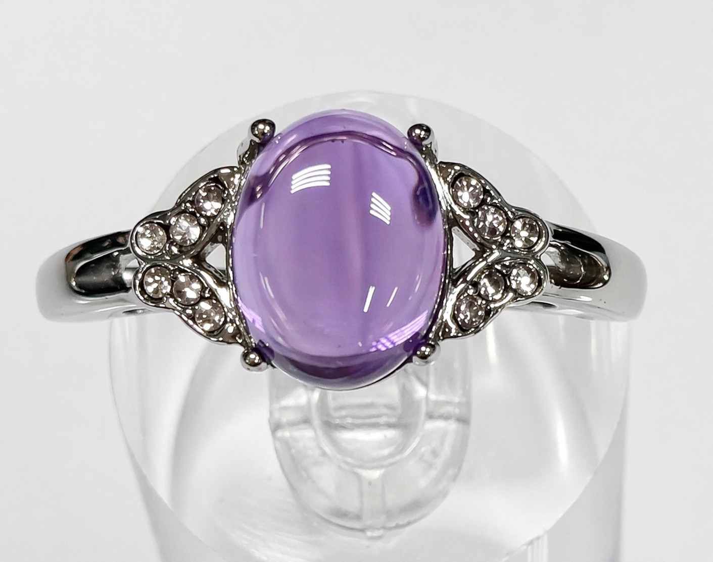 Wholesale Lot 7 pcs Natural Amethyst Stainless Steel Ring 7x9mm Crystal healing Energy