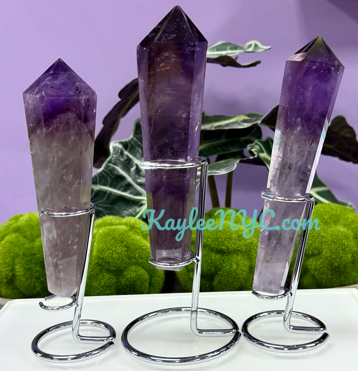 Wholesale Lot 3 pcs Natural Amethyst Septer w stand Crystal Energy