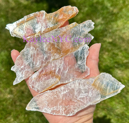Wholesale Lot 2 Lbs Natural Golden Phantom Selenite Crystal Raw Healing Energy