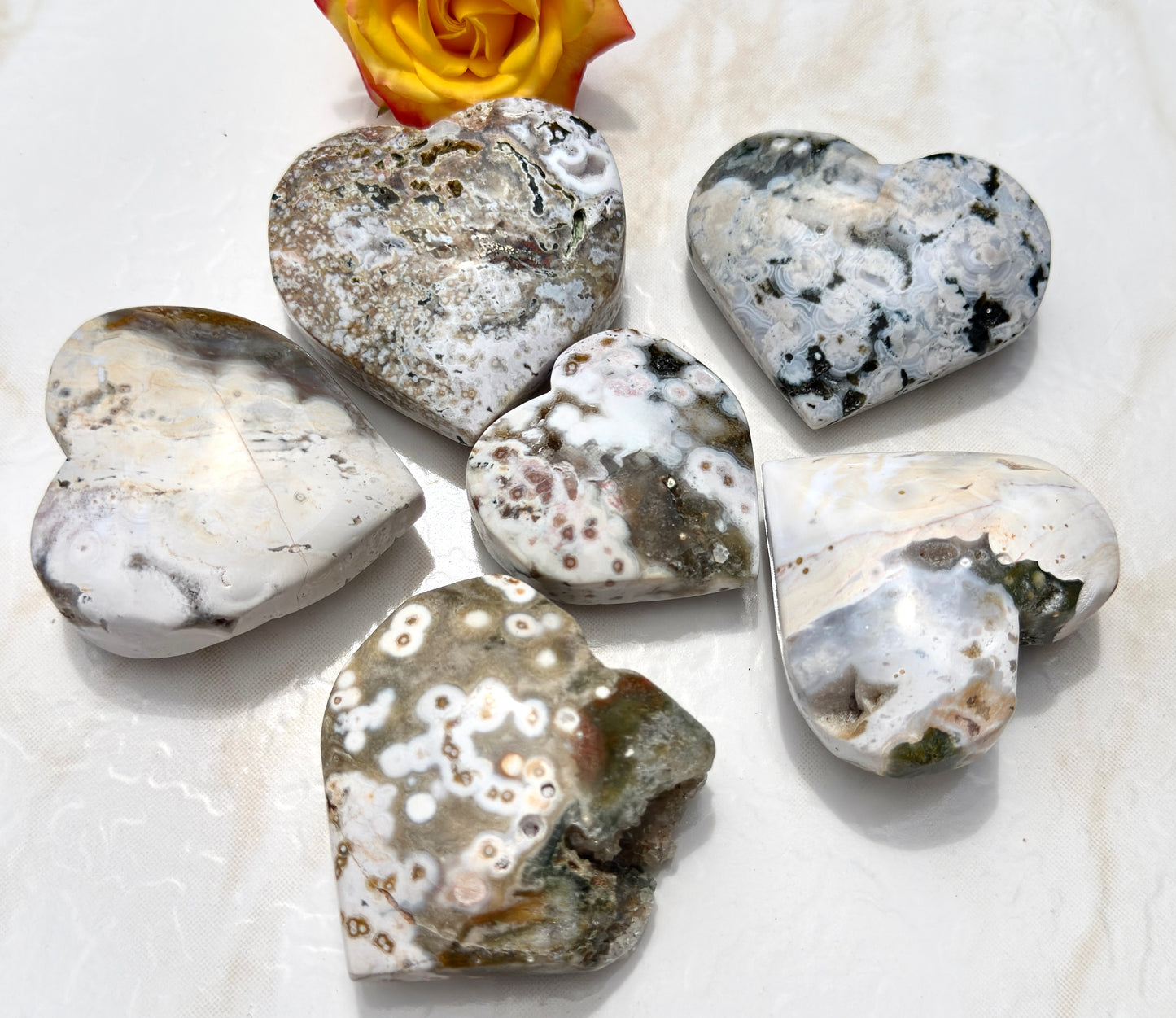 Wholesale 1 lb Lot Natural Ocean Jasper Heart Crystal Energy